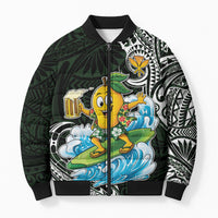 Aloha Hawaii Mango Surfing Bomber Puffer Jacket Polynesian Style
