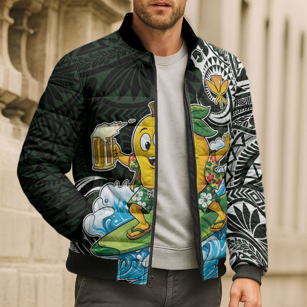 Aloha Hawaii Mango Surfing Bomber Puffer Jacket Polynesian Style