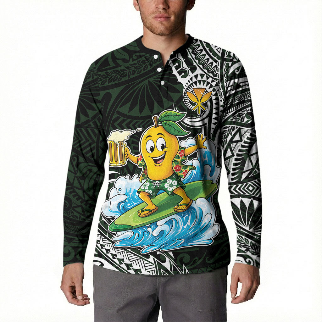 Aloha Hawaii Mango Surfing Button Sweatshirt Polynesian Style