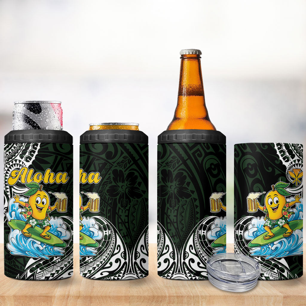 Aloha Hawaii Mango Surfing 4 in 1 Can Cooler Tumbler Polynesian Style