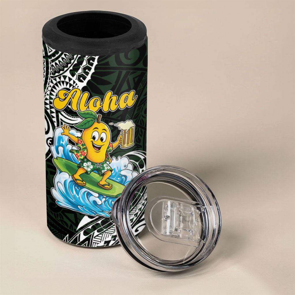 Aloha Hawaii Mango Surfing 4 in 1 Can Cooler Tumbler Polynesian Style