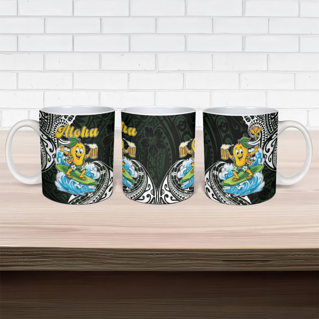 Aloha Hawaii Mango Surfing Ceramic Mug Polynesian Style