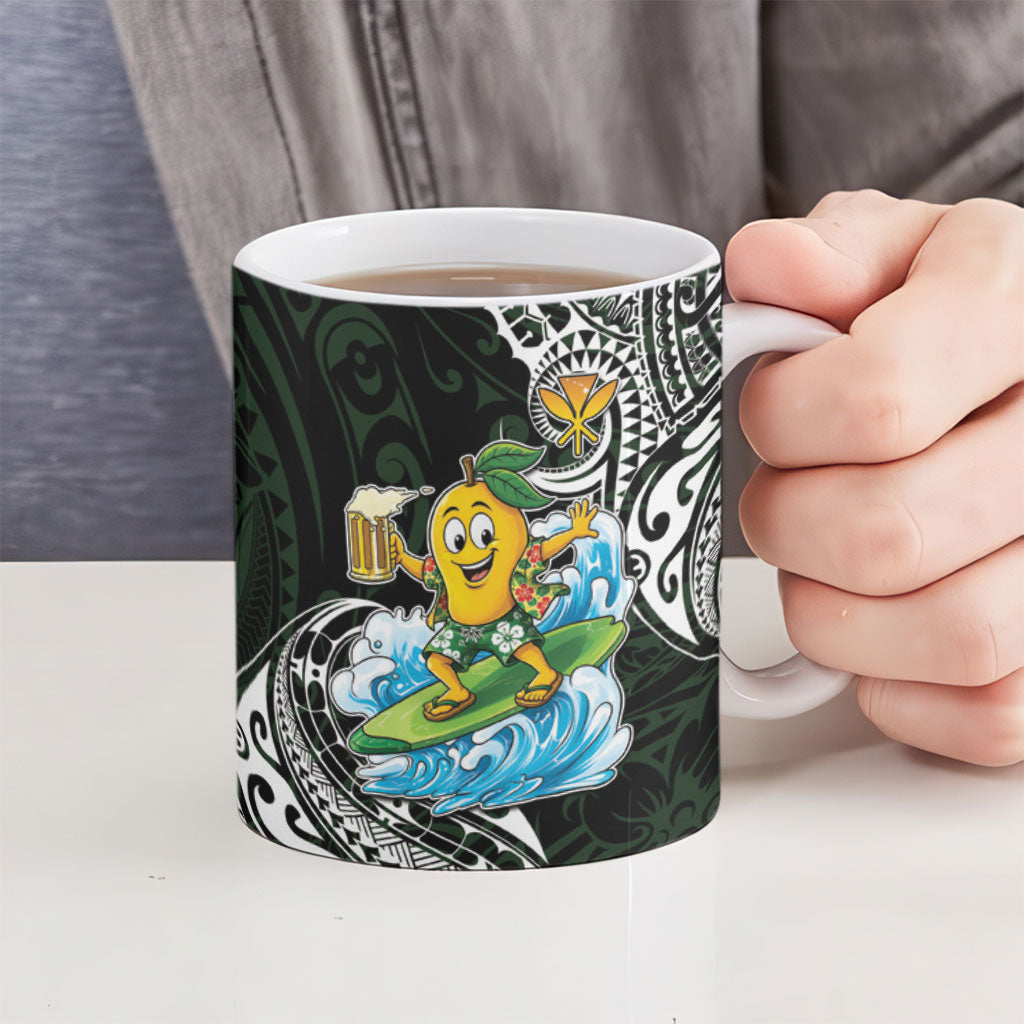 Aloha Hawaii Mango Surfing Ceramic Mug Polynesian Style