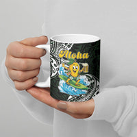 Aloha Hawaii Mango Surfing Ceramic Mug Polynesian Style