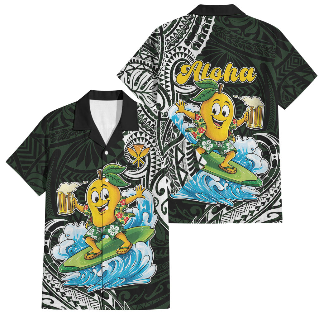 Aloha Hawaii Mango Surfing Family Matching Puletasi and Hawaiian Shirt Polynesian Style