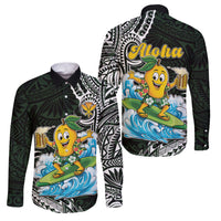 Aloha Hawaii Mango Surfing Family Matching Tank Maxi Dress and Hawaiian Shirt Polynesian Style