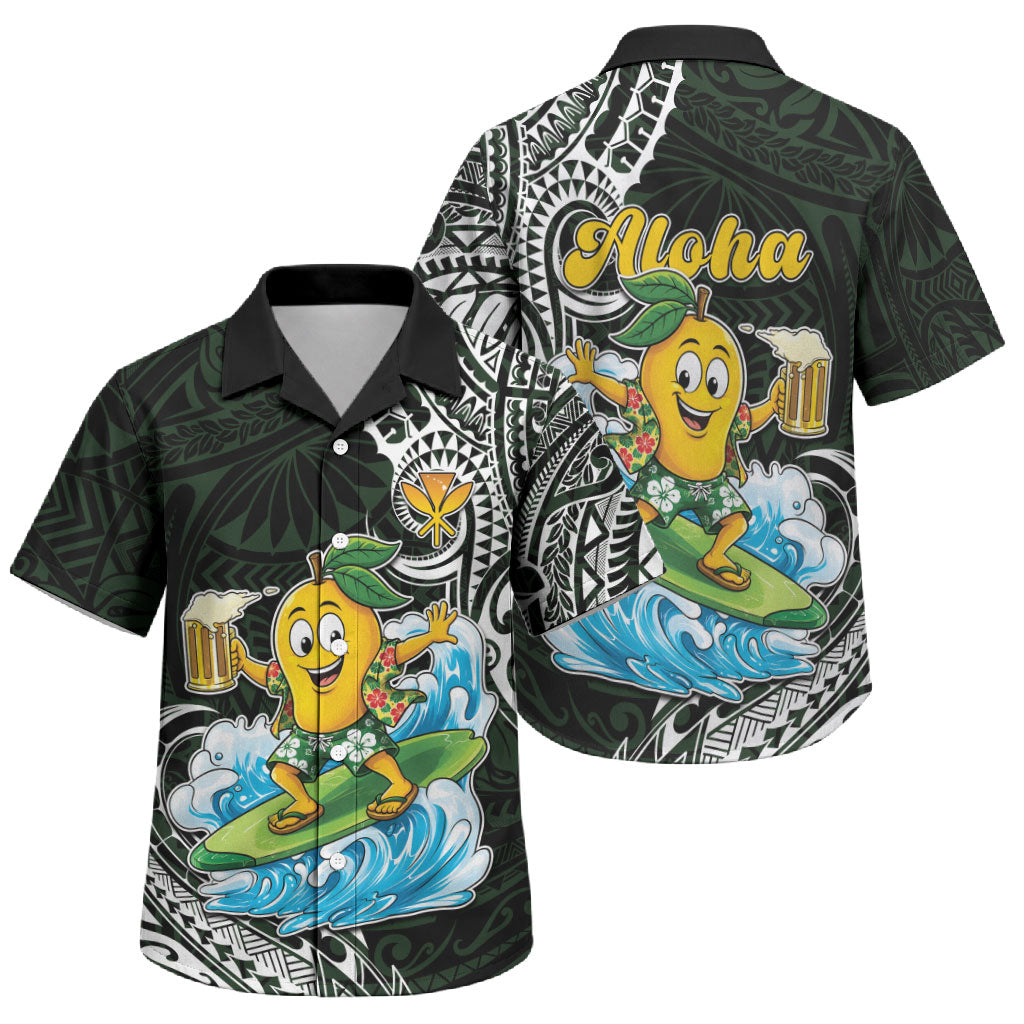 Aloha Hawaii Mango Surfing Family Matching Tank Maxi Dress and Hawaiian Shirt Polynesian Style