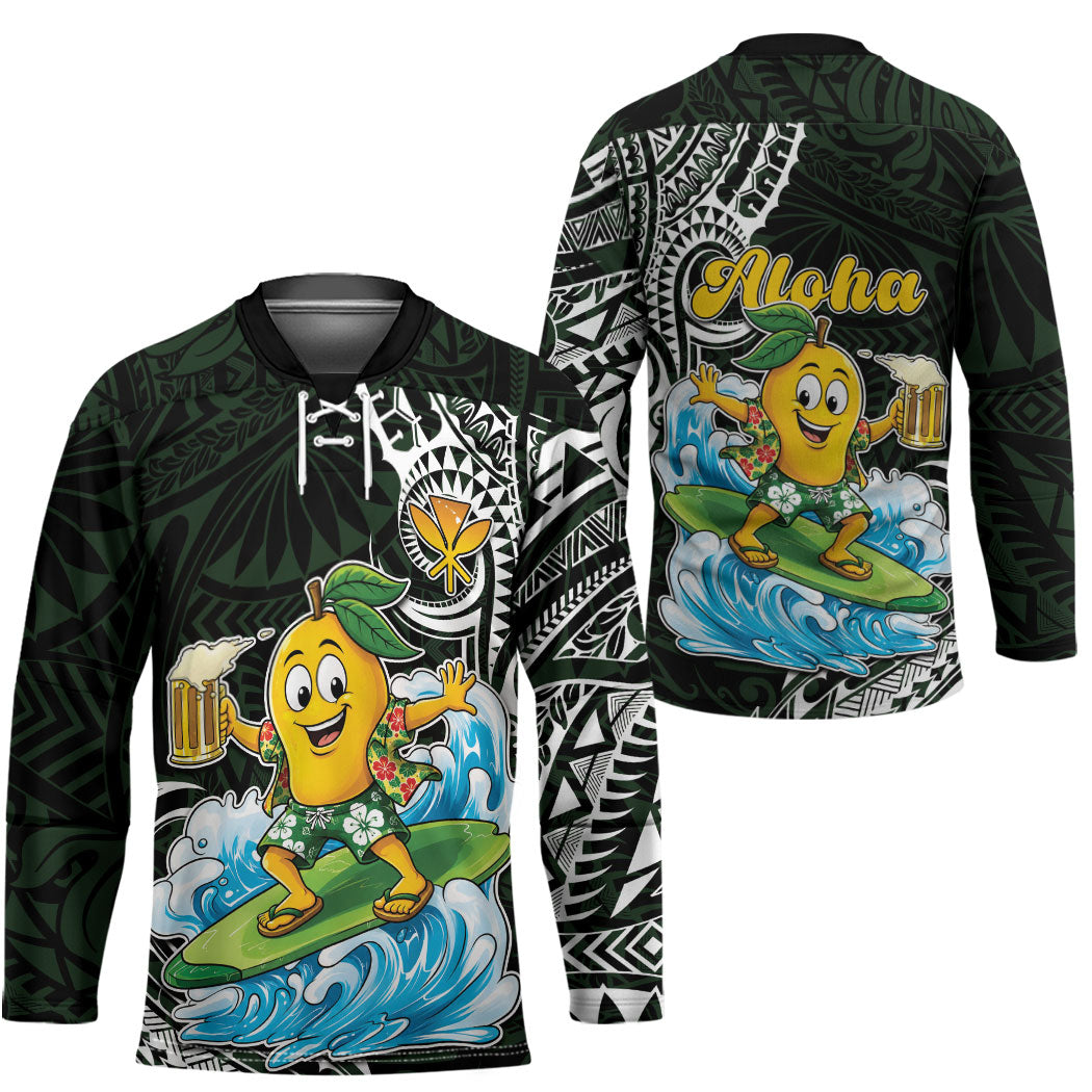 Aloha Hawaii Mango Surfing Hockey Jersey Polynesian Style