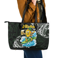 Aloha Hawaii Mango Surfing Leather Tote Bag Polynesian Style