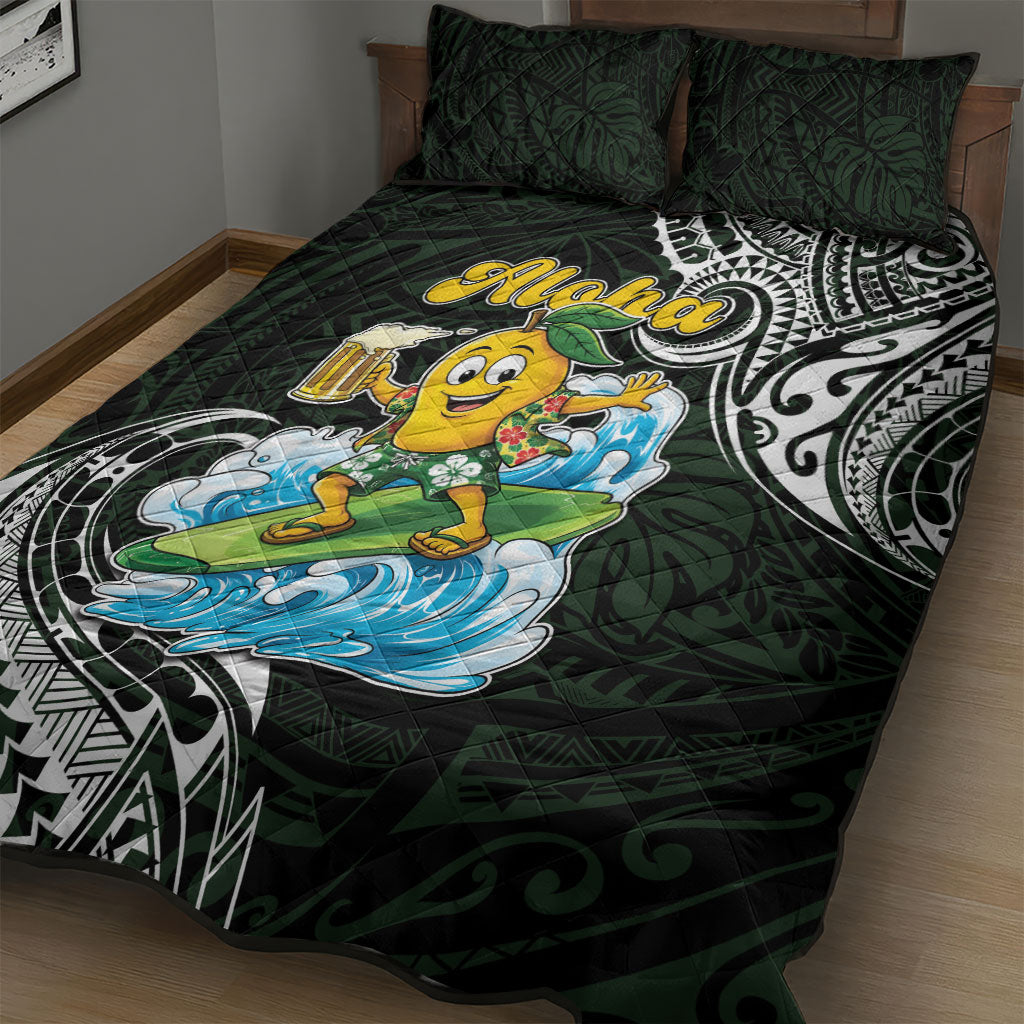 Aloha Hawaii Mango Surfing Quilt Bed Set Polynesian Style