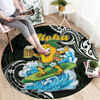 Aloha Hawaii Mango Surfing Round Carpet Polynesian Style