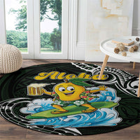 Aloha Hawaii Mango Surfing Round Carpet Polynesian Style