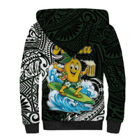 Aloha Hawaii Mango Surfing Sherpa Hoodie Polynesian Style