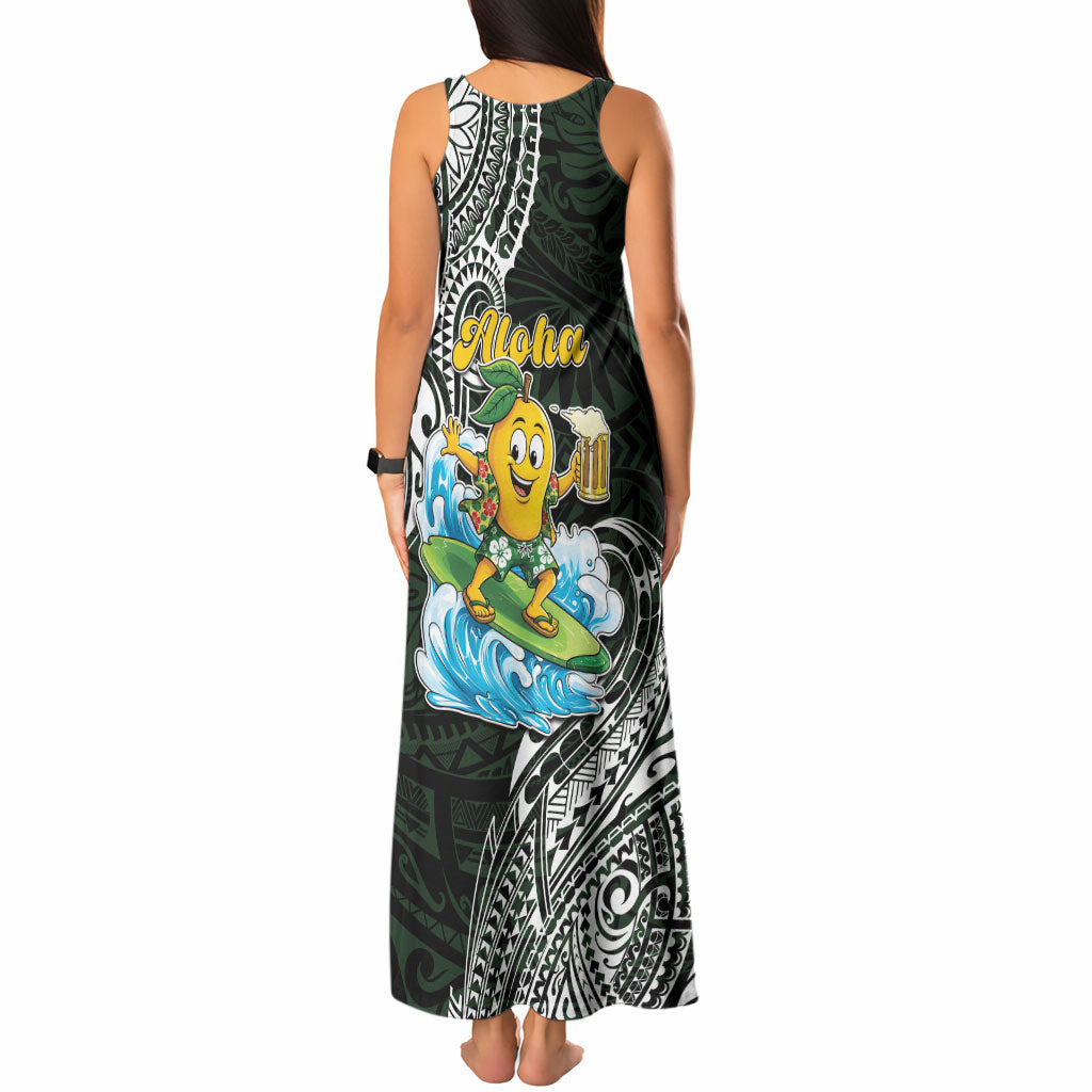 Aloha Hawaii Mango Surfing Tank Maxi Dress Polynesian Style