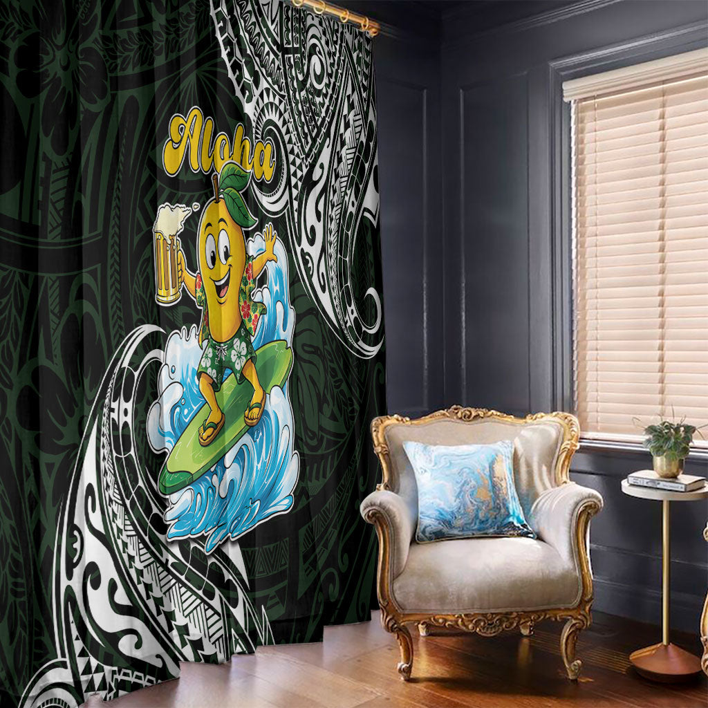 Aloha Hawaii Mango Surfing Window Curtain Polynesian Style