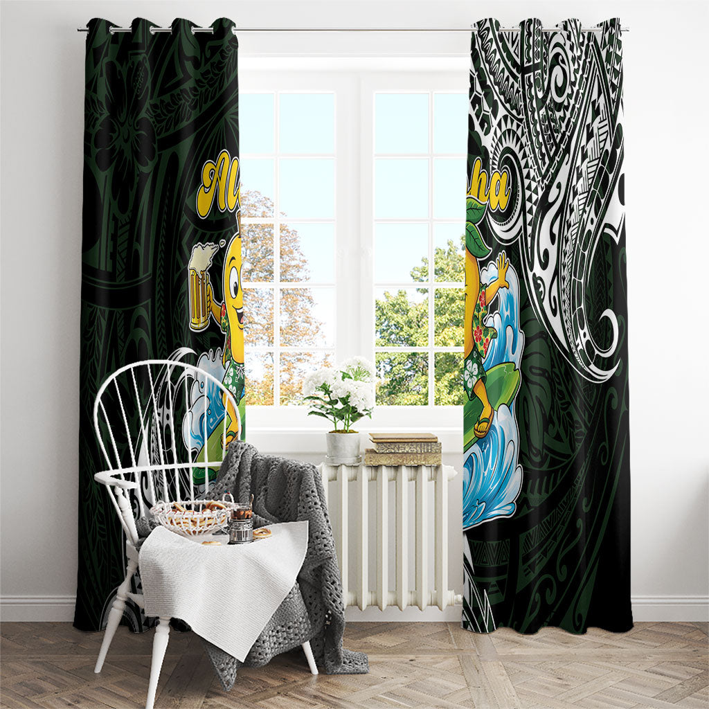 Aloha Hawaii Mango Surfing Window Curtain Polynesian Style