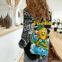 Aloha Hawaii Mango Surfing Women Casual Shirt Polynesian Style
