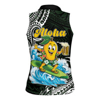 Aloha Hawaii Mango Surfing Women Sleeveless Polo Shirt Polynesian Style