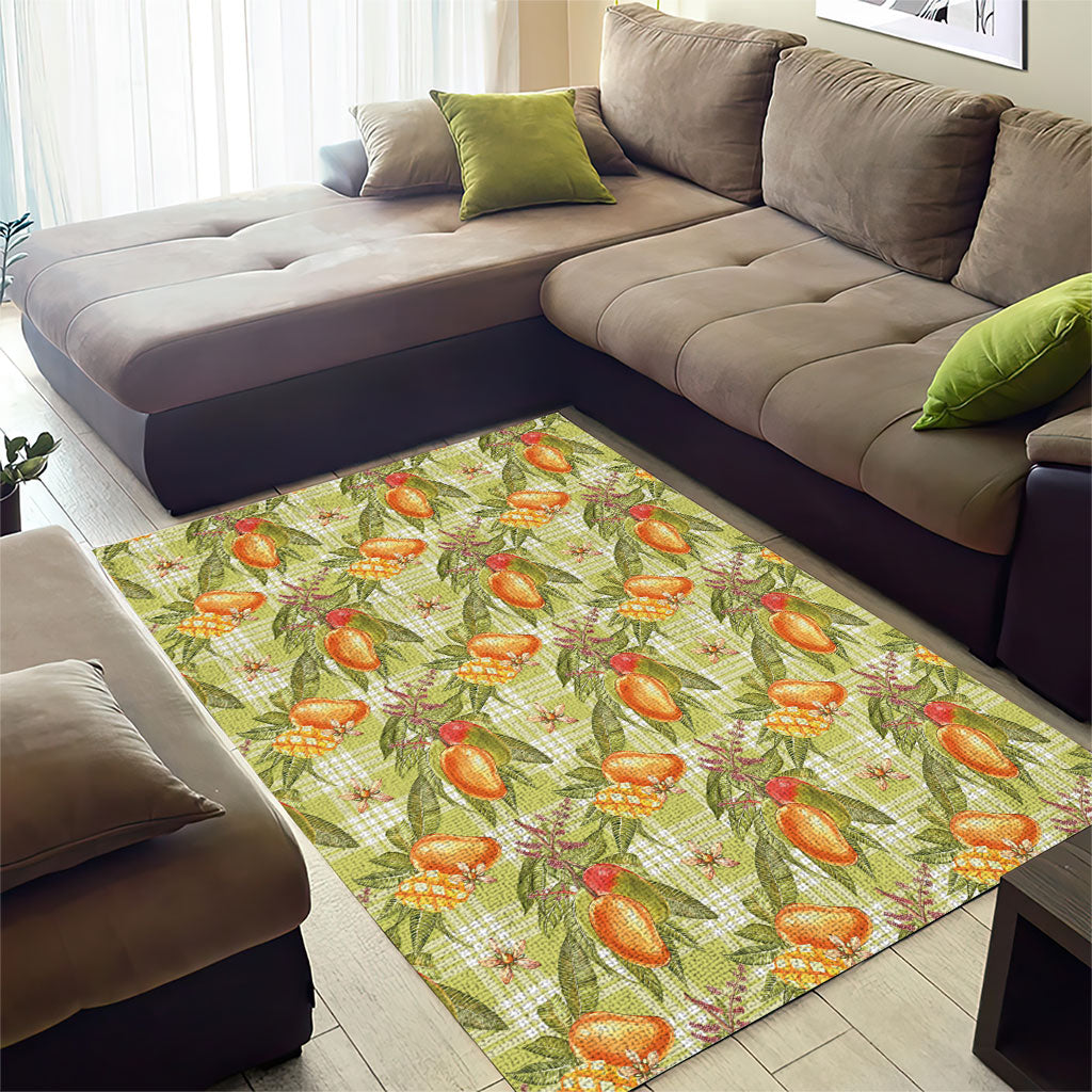 Vintage Hawaii Mango Area Rug Yellow Green Hawaiian Palaka