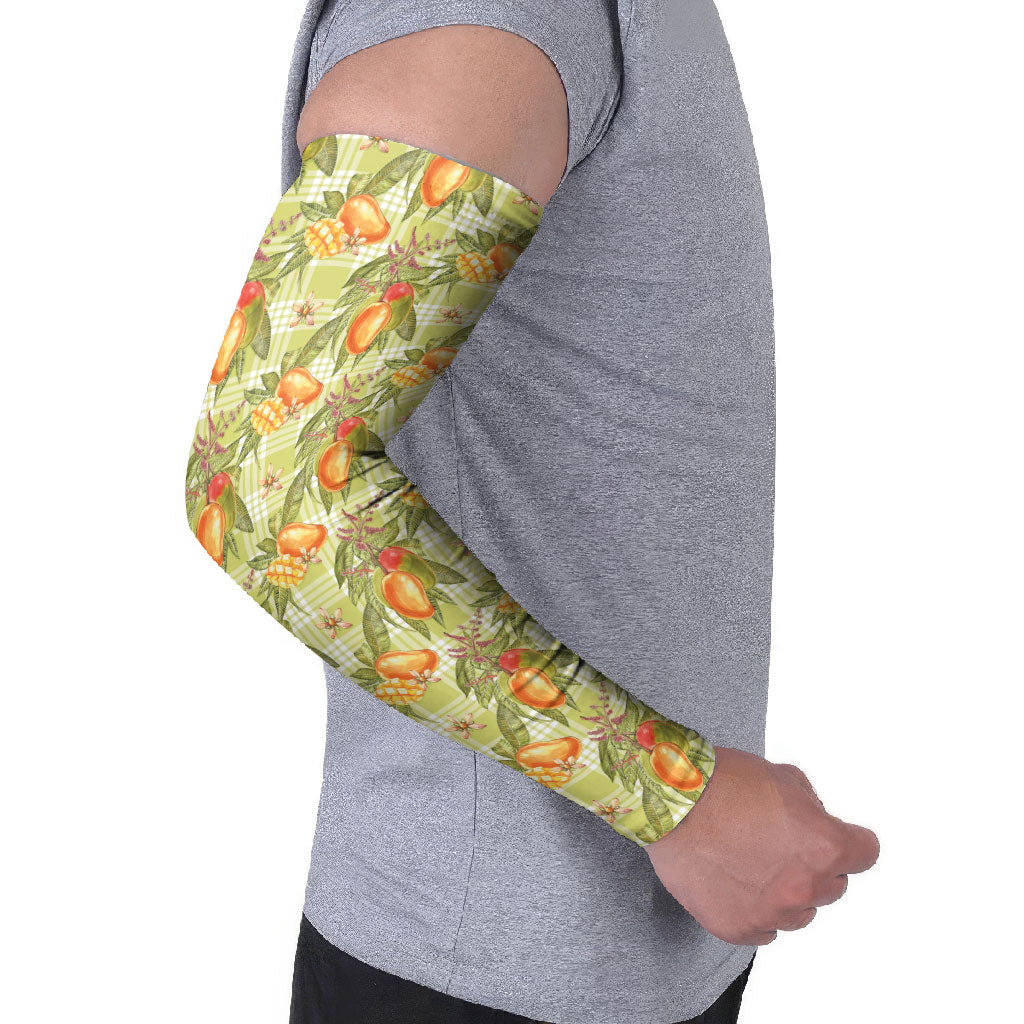 Vintage Hawaii Mango Arm Sleeves Yellow Green Hawaiian Palaka