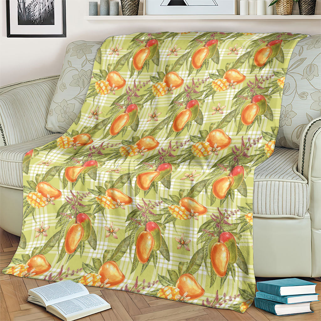 Vintage Hawaii Mango Blanket Yellow Green Hawaiian Palaka