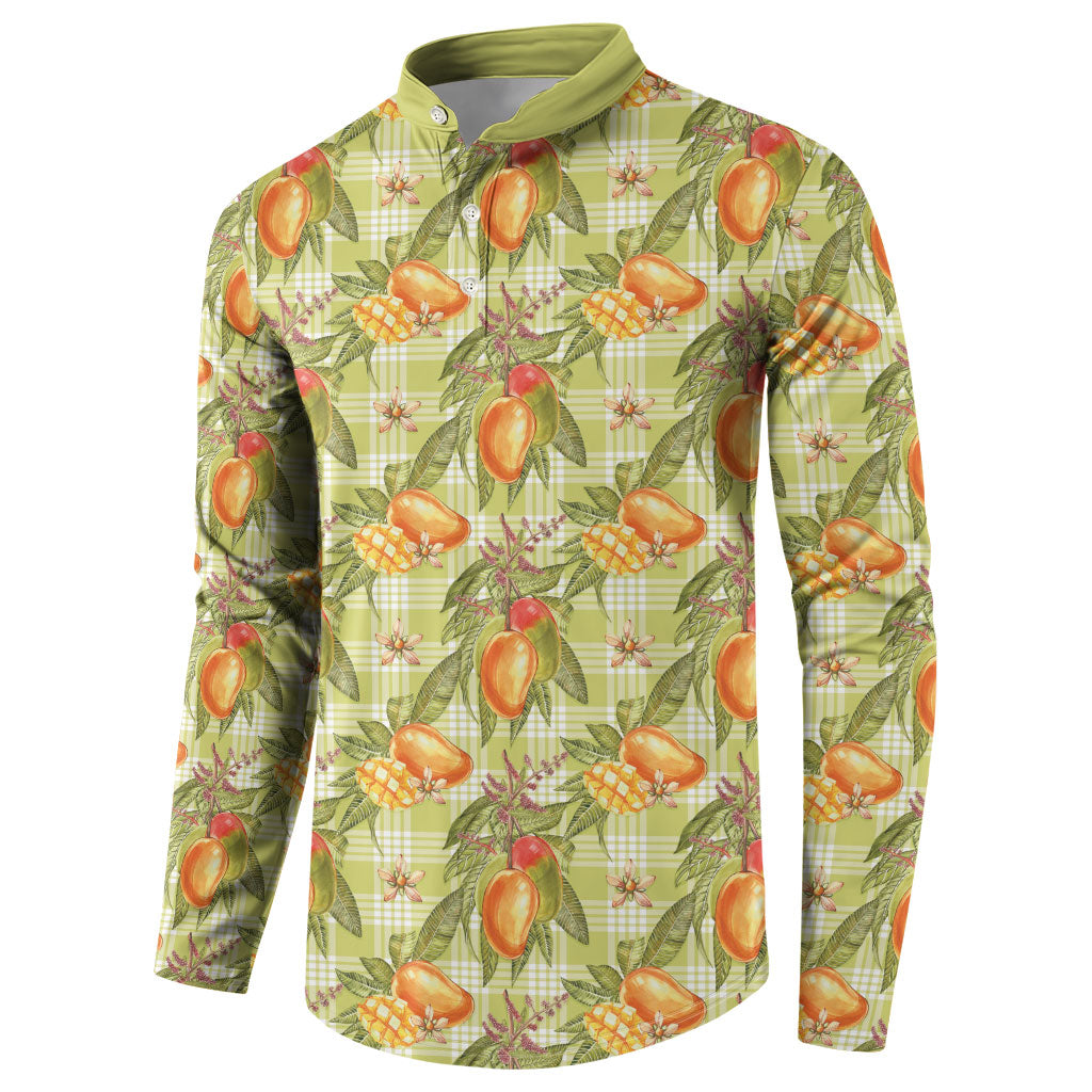 Vintage Hawaii Mango Button Sweatshirt Yellow Green Hawaiian Palaka