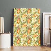Vintage Hawaii Mango Canvas Wall Art Yellow Green Hawaiian Palaka