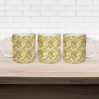 Vintage Hawaii Mango Ceramic Mug Yellow Green Hawaiian Palaka