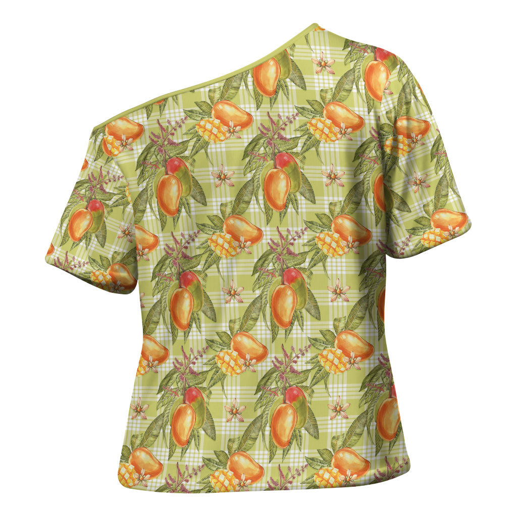 Vintage Hawaii Mango Cross Shoulder Shirt Yellow Green Hawaiian Palaka