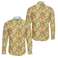 Vintage Hawaii Mango Family Matching Long Sleeve Bodycon Dress and Hawaiian Shirt Yellow Green Hawaiian Palaka