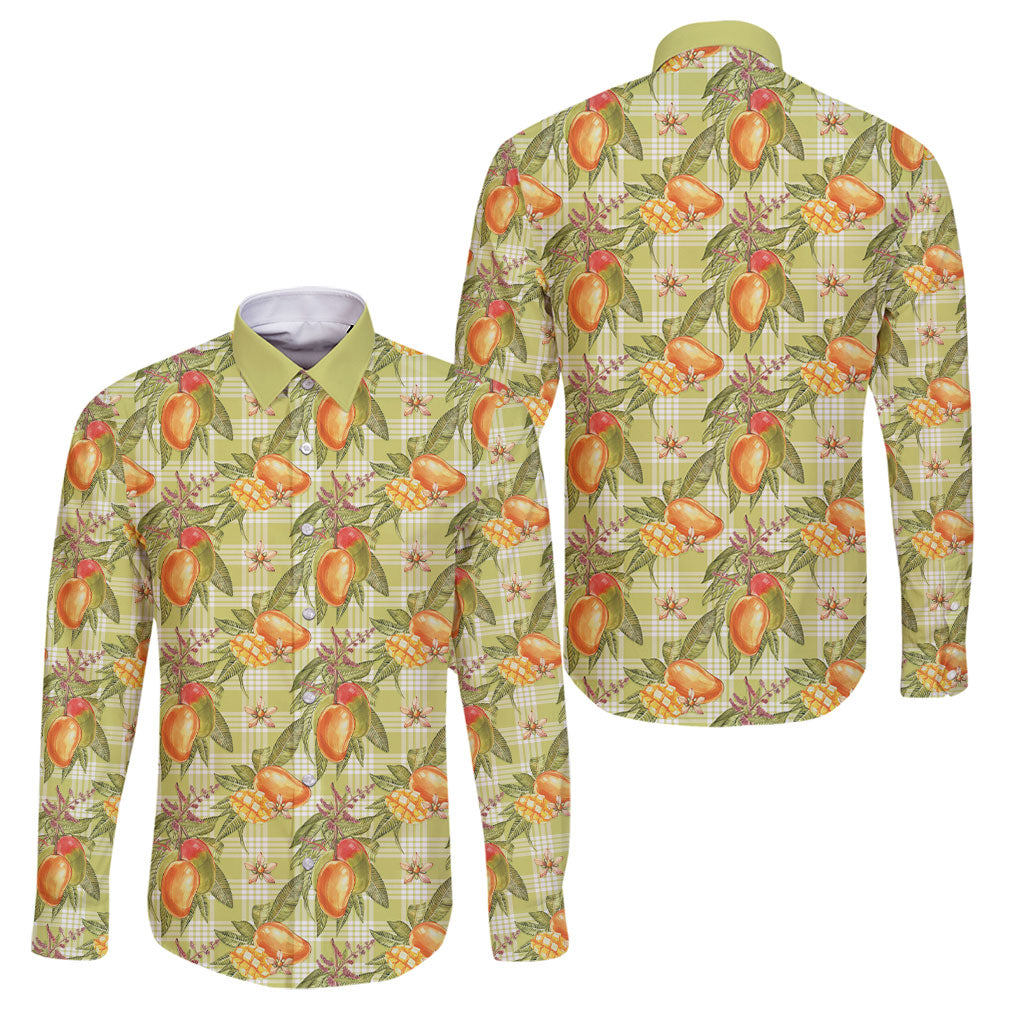 Vintage Hawaii Mango Family Matching Mermaid Dress and Hawaiian Shirt Yellow Green Hawaiian Palaka
