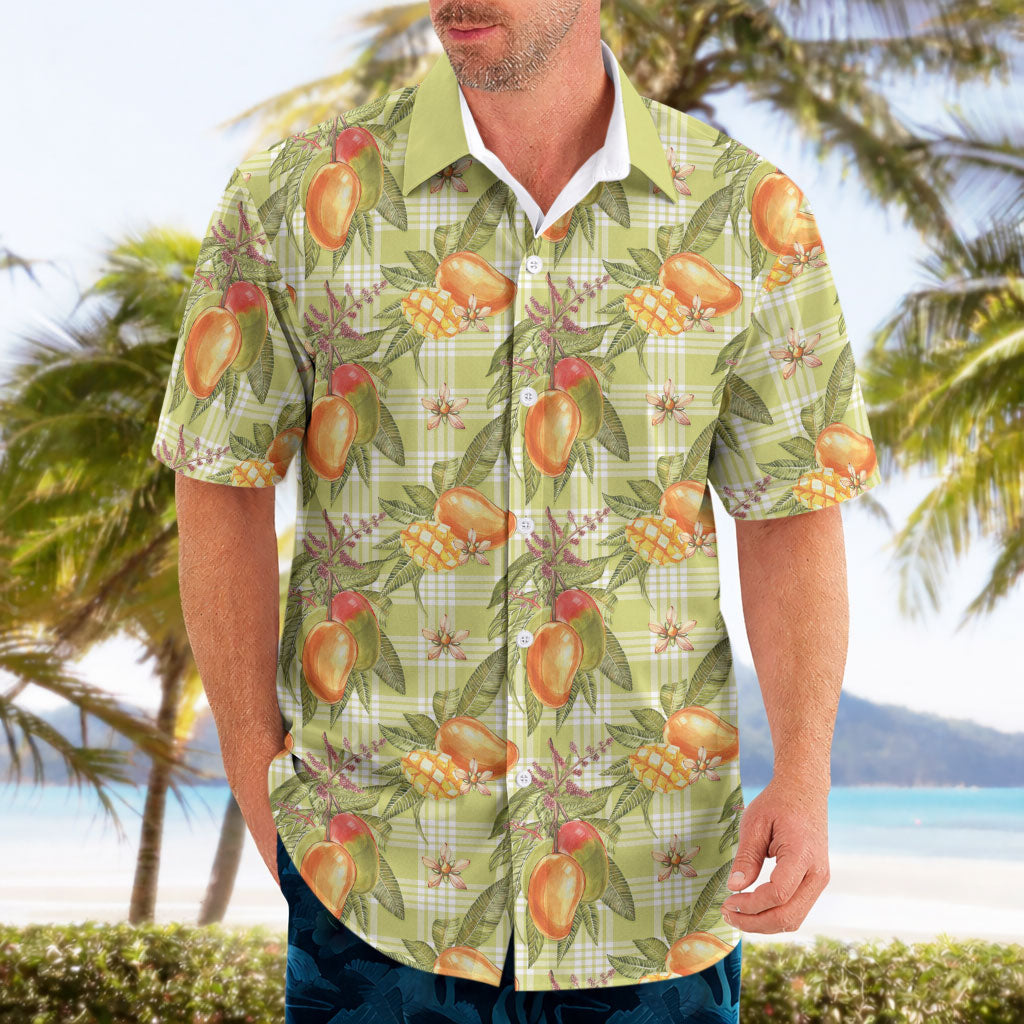 Vintage Hawaii Mango Hawaiian Shirt Yellow Green Hawaiian Palaka