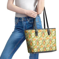 Vintage Hawaii Mango Leather Tote Bag Yellow Green Hawaiian Palaka