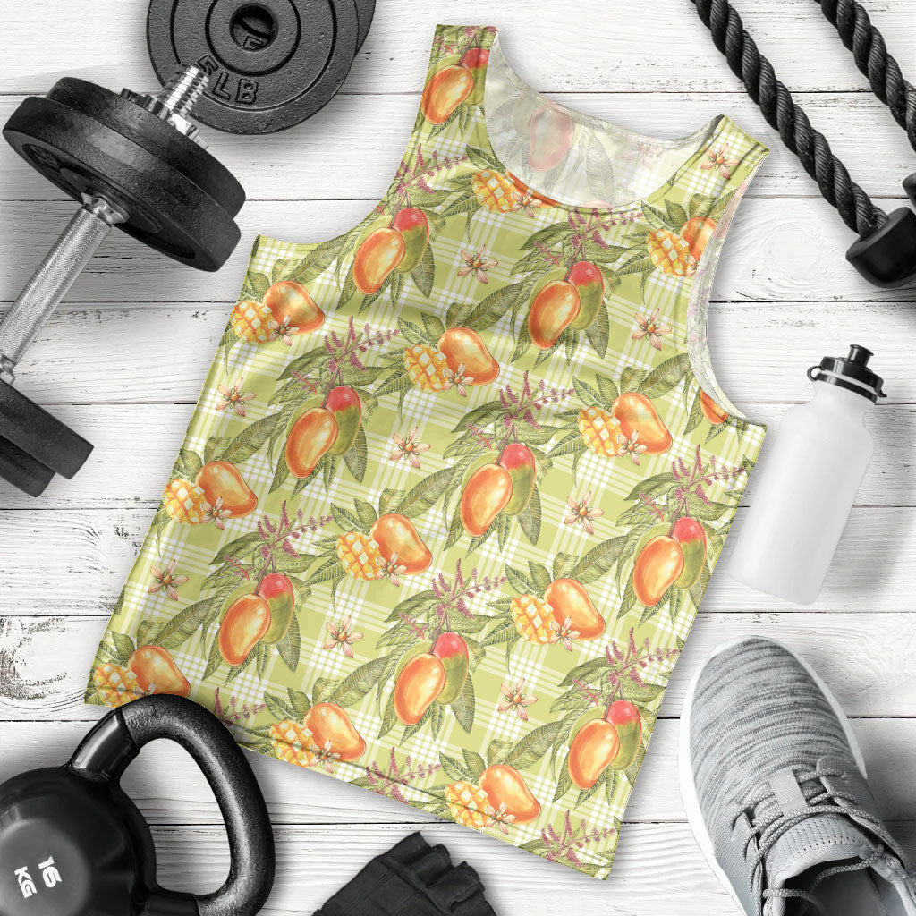 Vintage Hawaii Mango Men Tank Top Yellow Green Hawaiian Palaka