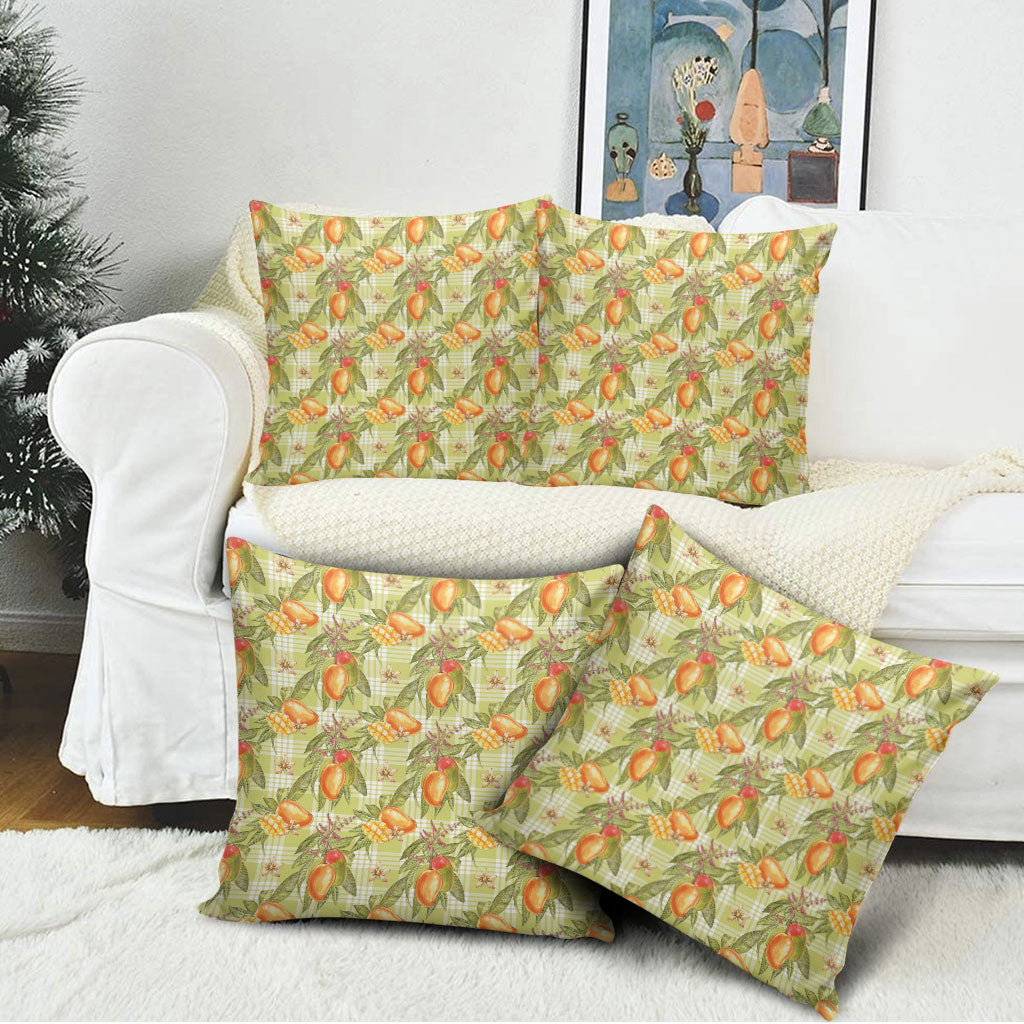 Vintage Hawaii Mango Pillow Cover Yellow Green Hawaiian Palaka