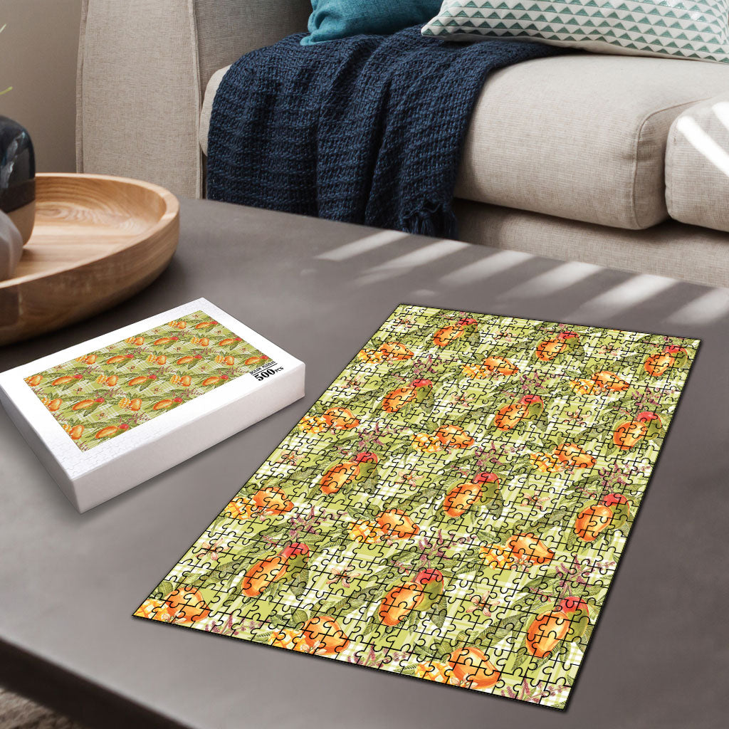Vintage Hawaii Mango Puzzle Yellow Green Hawaiian Palaka
