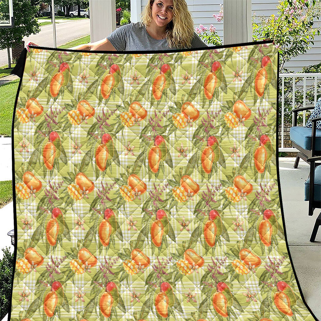 Vintage Hawaii Mango Quilt Yellow Green Hawaiian Palaka