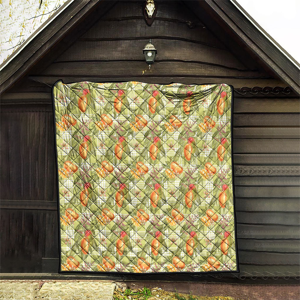 Vintage Hawaii Mango Quilt Yellow Green Hawaiian Palaka
