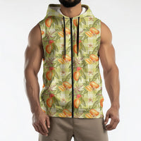 Vintage Hawaii Mango Sleeveless Zip Hoodie Yellow Green Hawaiian Palaka