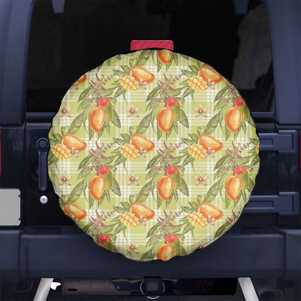 Vintage Hawaii Mango Spare Tire Cover Yellow Green Hawaiian Palaka