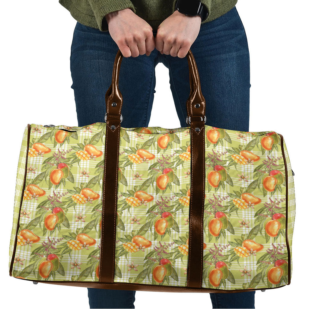 Vintage Hawaii Mango Travel Bag Yellow Green Hawaiian Palaka