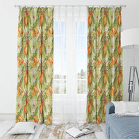 Vintage Hawaii Mango Window Curtain Yellow Green Hawaiian Palaka