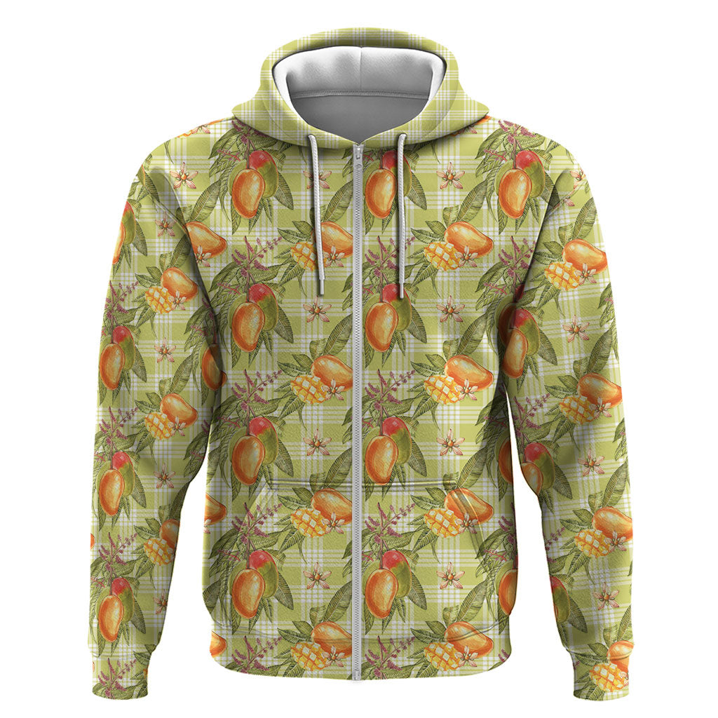 Vintage Hawaii Mango Zip Hoodie Yellow Green Hawaiian Palaka