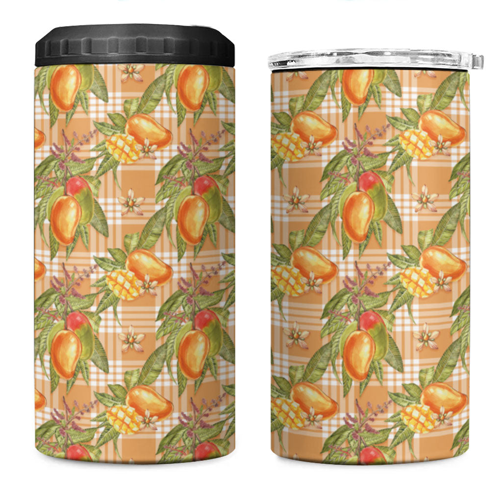 Vintage Hawaii Mango 4 in 1 Can Cooler Tumbler Coral Hawaiian Palaka
