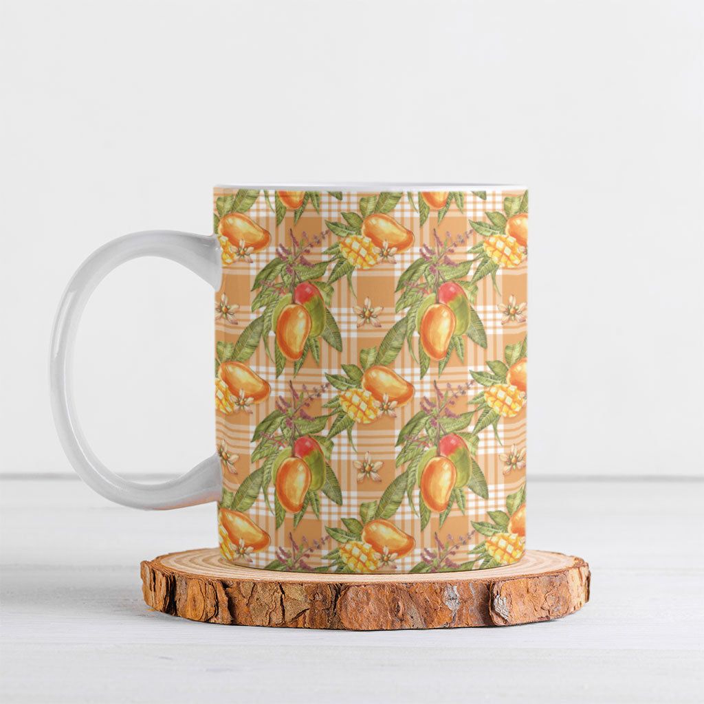 Vintage Hawaii Mango Ceramic Mug Coral Hawaiian Palaka