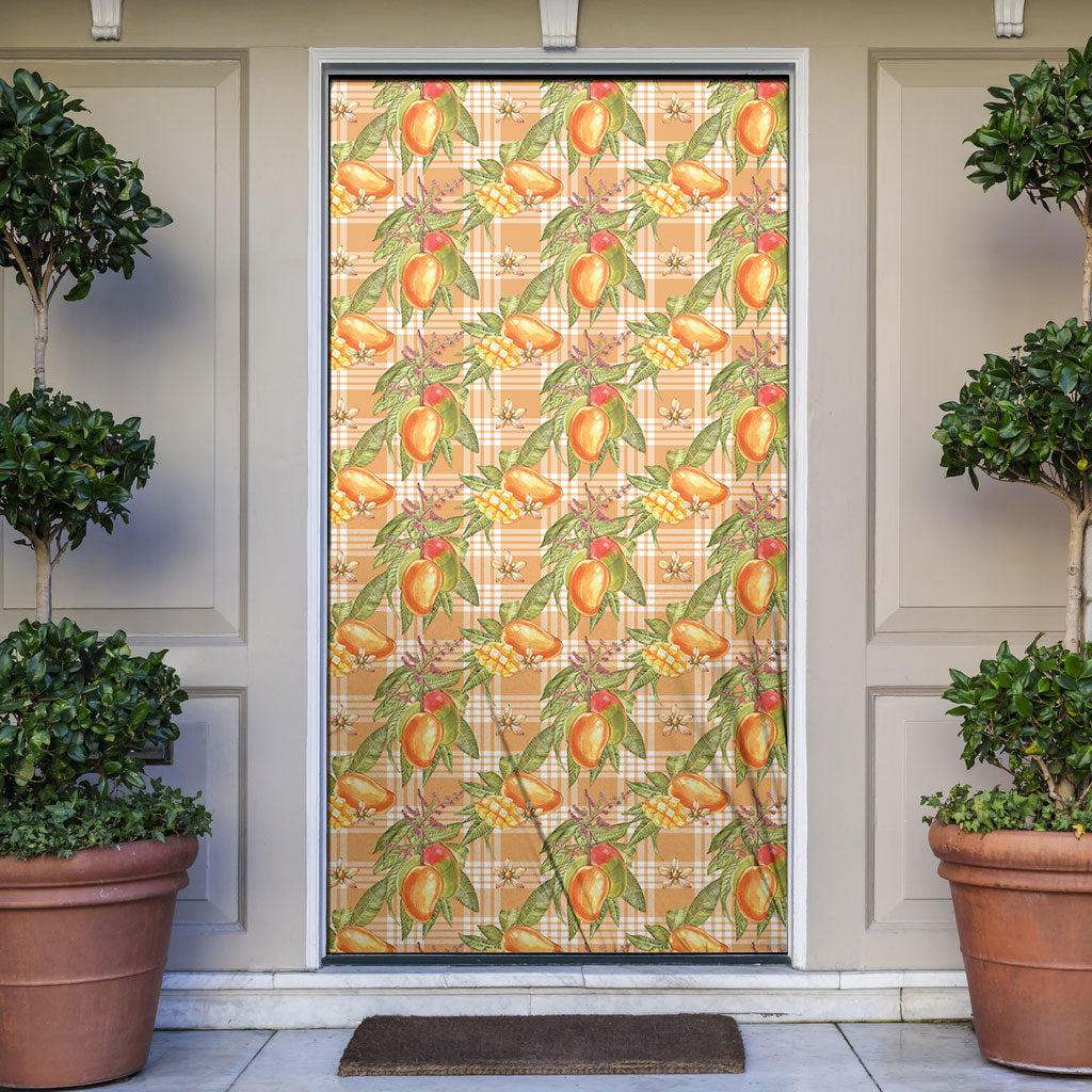 Vintage Hawaii Mango Door Cover Coral Hawaiian Palaka