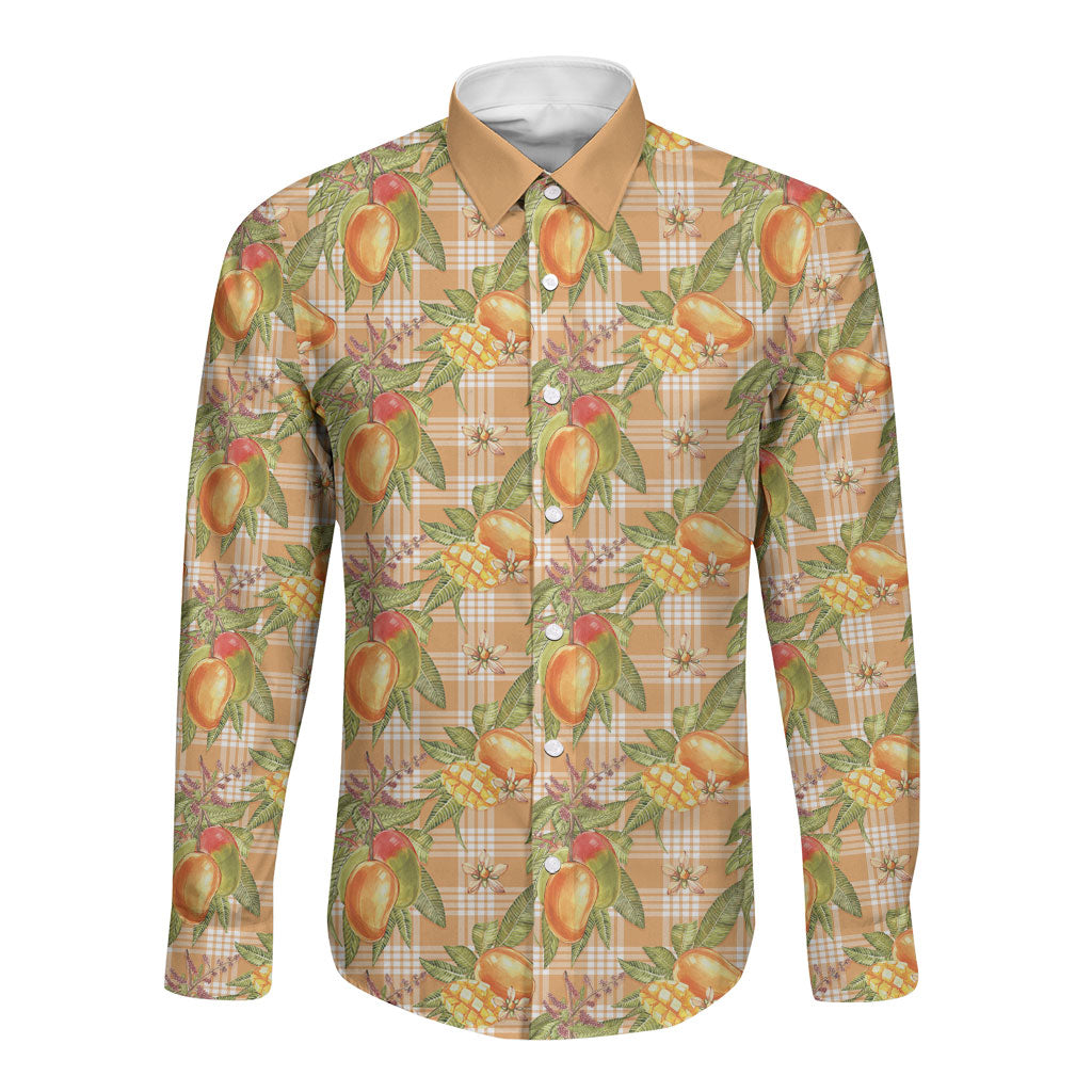 Vintage Hawaii Mango Long Sleeve Button Shirt Coral Hawaiian Palaka