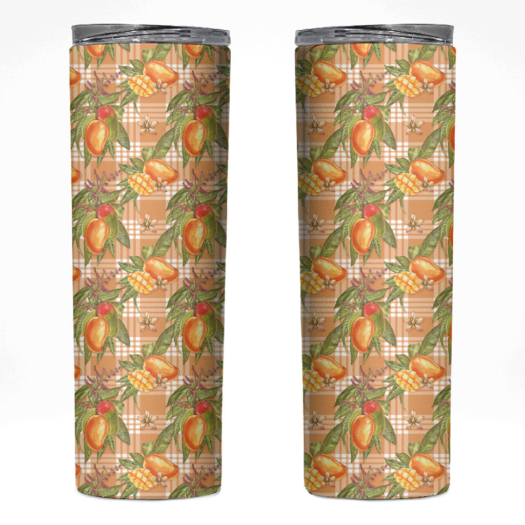 Vintage Hawaii Mango Skinny Tumbler Coral Hawaiian Palaka