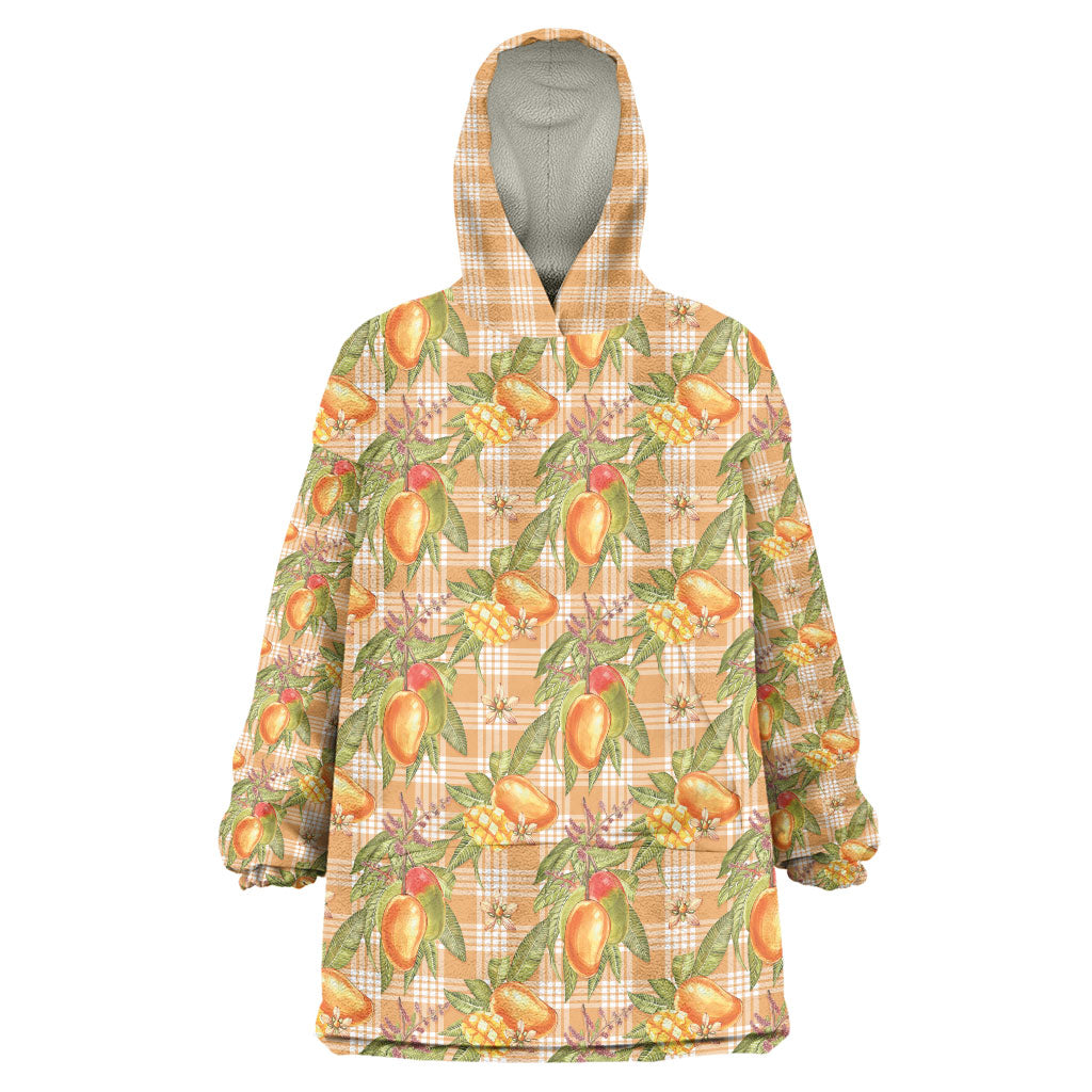 Vintage Hawaii Mango Wearable Blanket Hoodie Coral Hawaiian Palaka