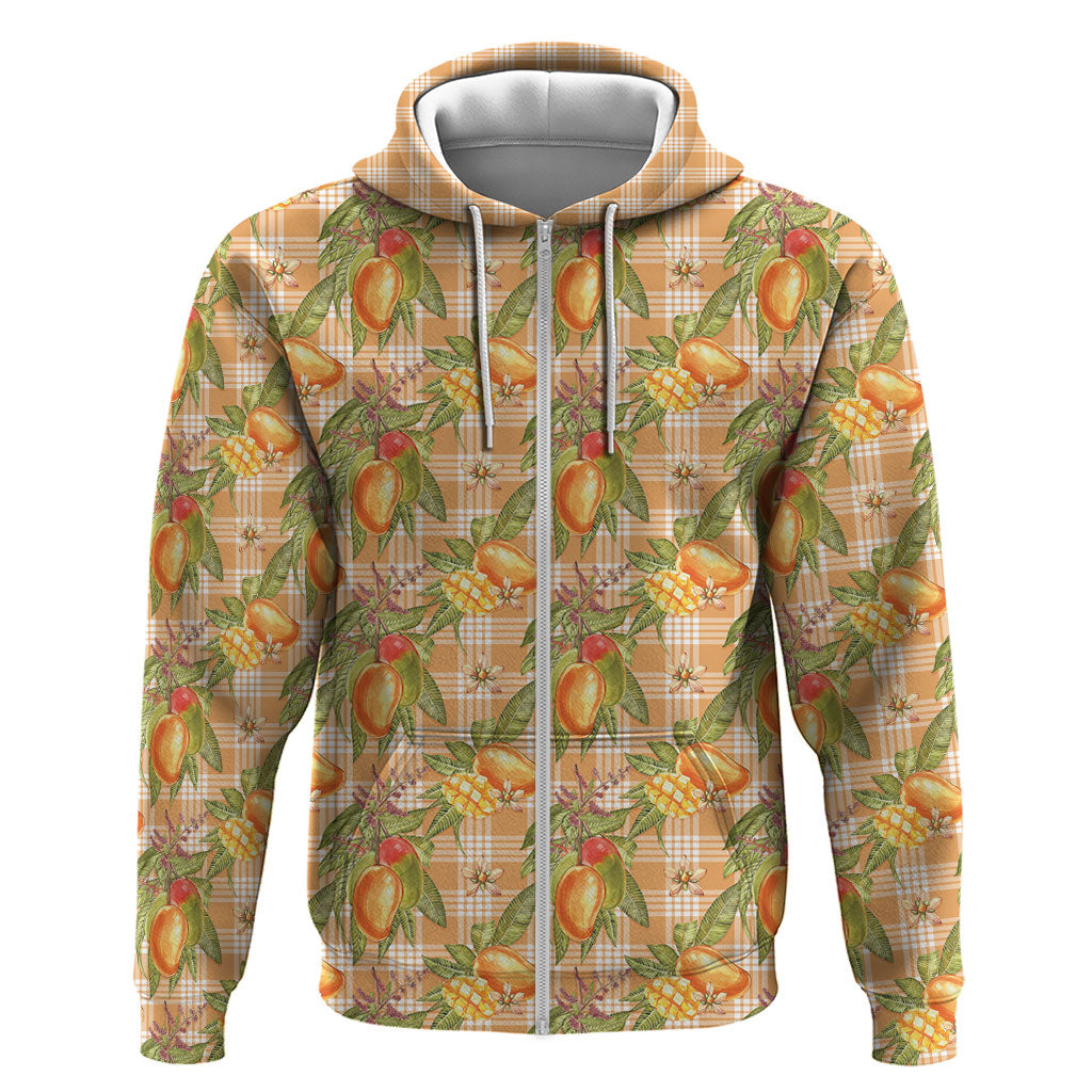Vintage Hawaii Mango Zip Hoodie Coral Hawaiian Palaka
